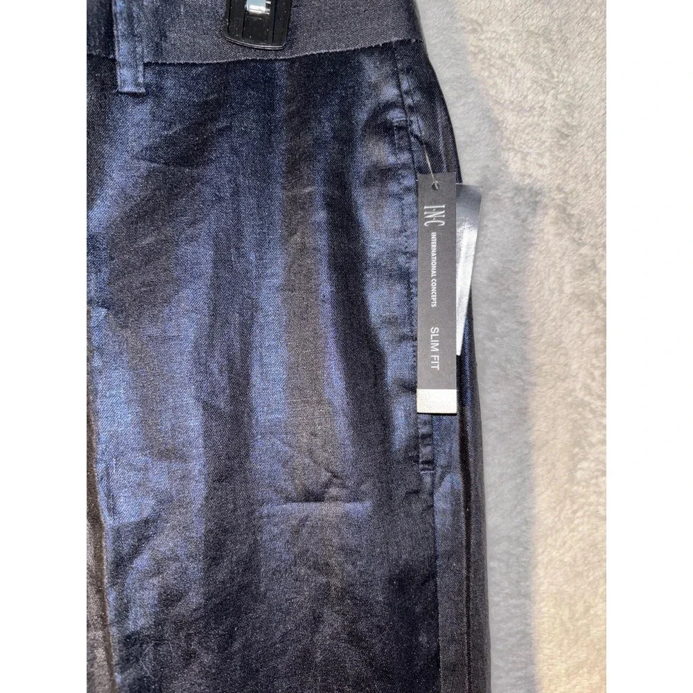 INC International Concepts Pants Mens 32x32 Blue Milan Slim Fit Dress Flat Front